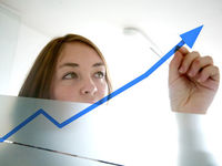 Business woman growth and success graph