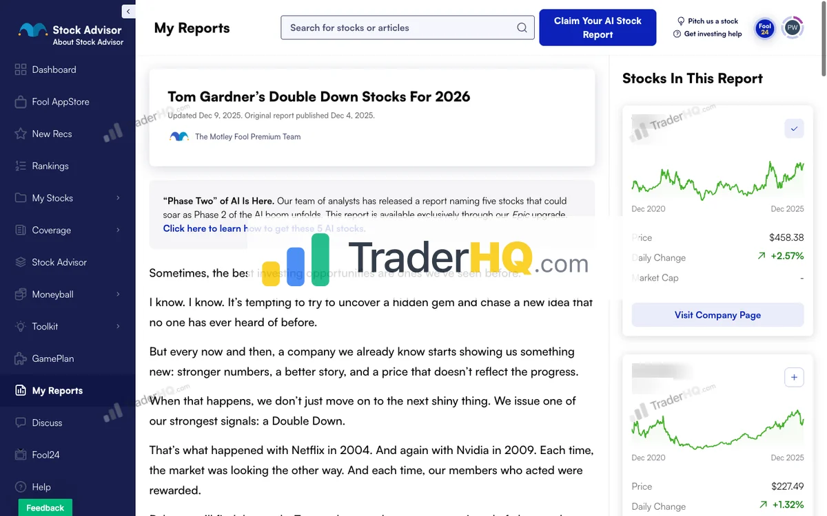 Reports Tom Gardners Double Down Stocks For 2026