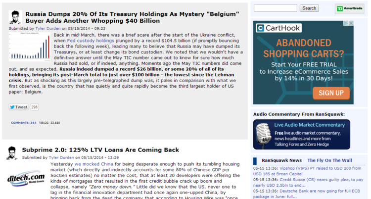 Zero Hedge blog screenshot
