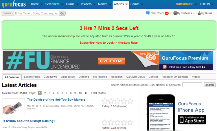 GuruFocus blog screenshot