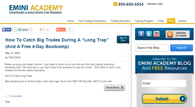 eMini Academy blog screenshot