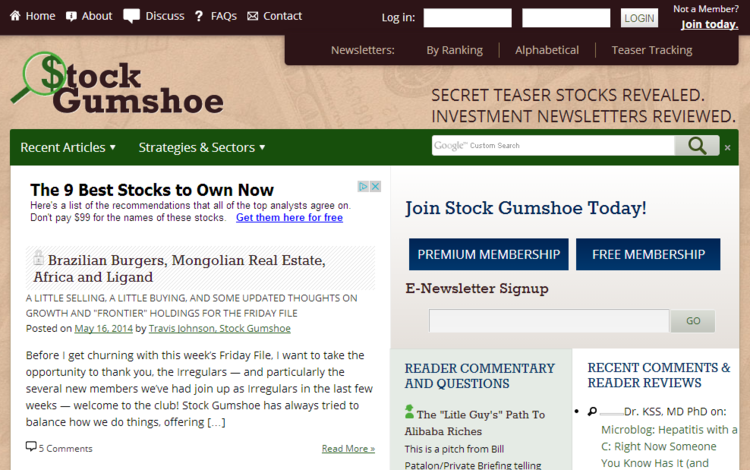 Stock Gumshoe blog screenshot