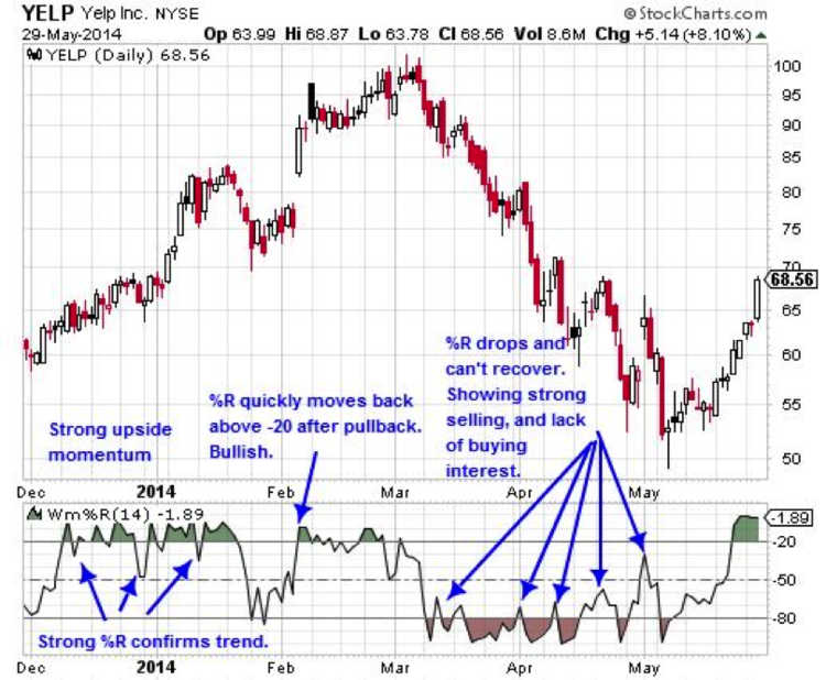 Yelp (YELP) Daily Chart with %R Momentum Confirmations