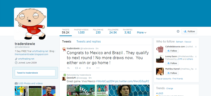 Trader Stewie twitter profile
