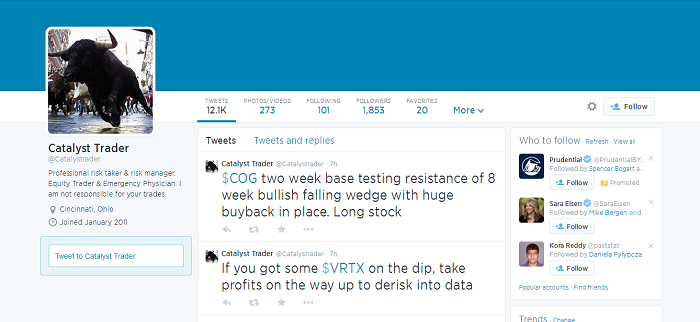 catalystrader twitter profile