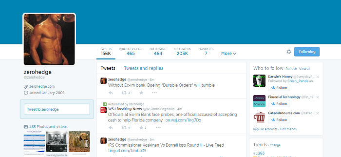 zerohedge twitter profile