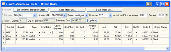 TradeStation Order Window